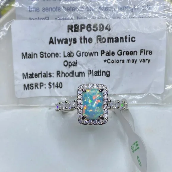 Green Fire Opal Ring RBP6594 Always the Romantic Size 8 - Picture 5 of 5